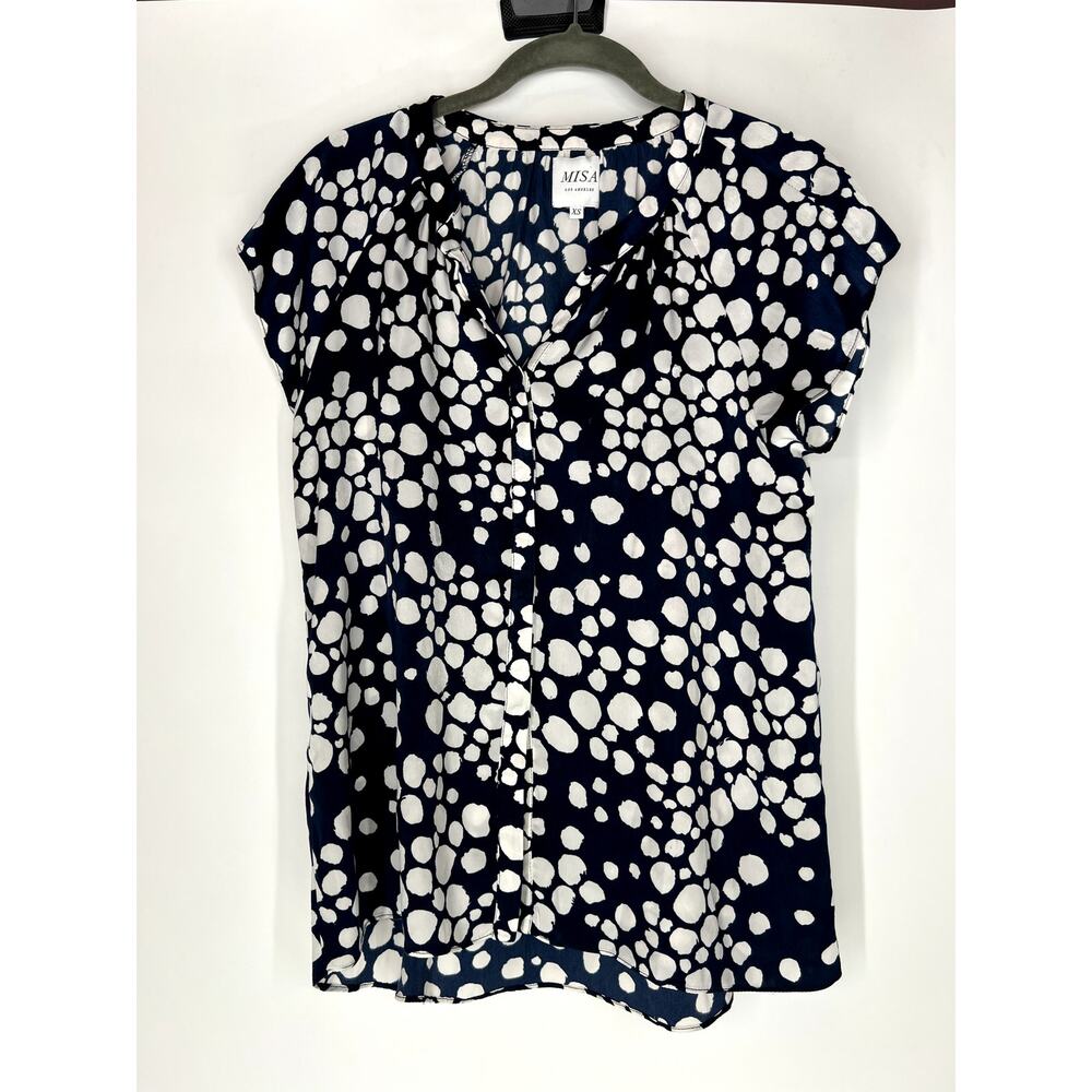 Misa navy spotted blouse XS